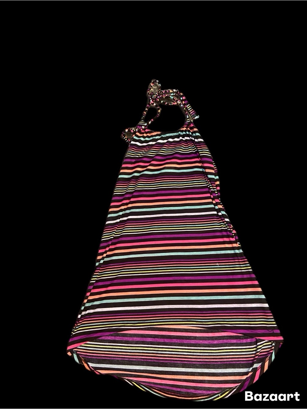 Op Ocean Pacific Multi-Color Striped Halter Dress / Swim Cover-Up - Size M (7-9)